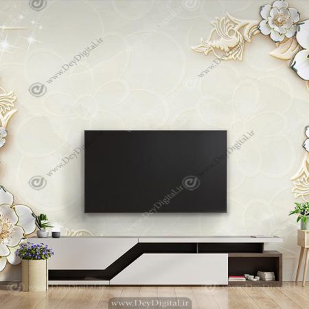 پوستر سه بعدی گل سه بعدی شیک برای پشت تی وی BA-4529
