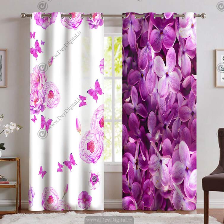 پرده سه بعدی مدرن گل و پروانه PK-4505