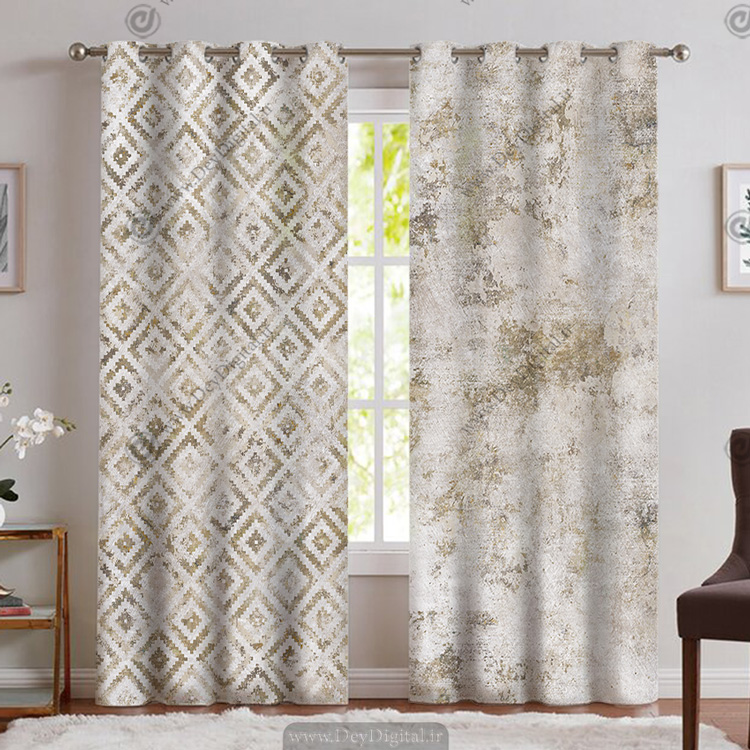 پرده چاپی هندسی شیک PK-4673