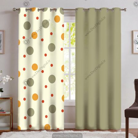 پرده چاپی هندسی ساده رنگ زیتونی PK-5129