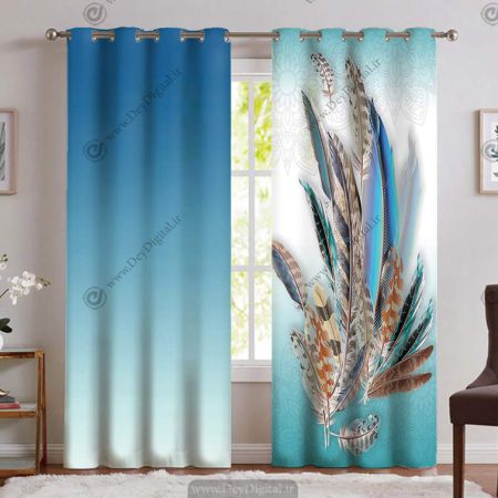 پرده چاپی فانتزی طرح پر pk-2562-b
