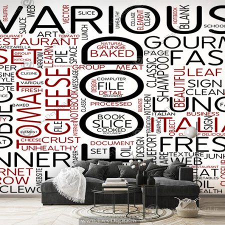 پوستر دیواری برای فست فود پیتزایی با کالیگرافی