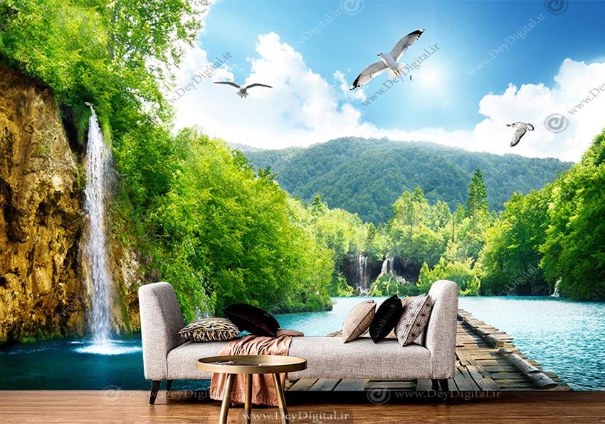 پوستر سه بعدی منظره پشت تلویزیون