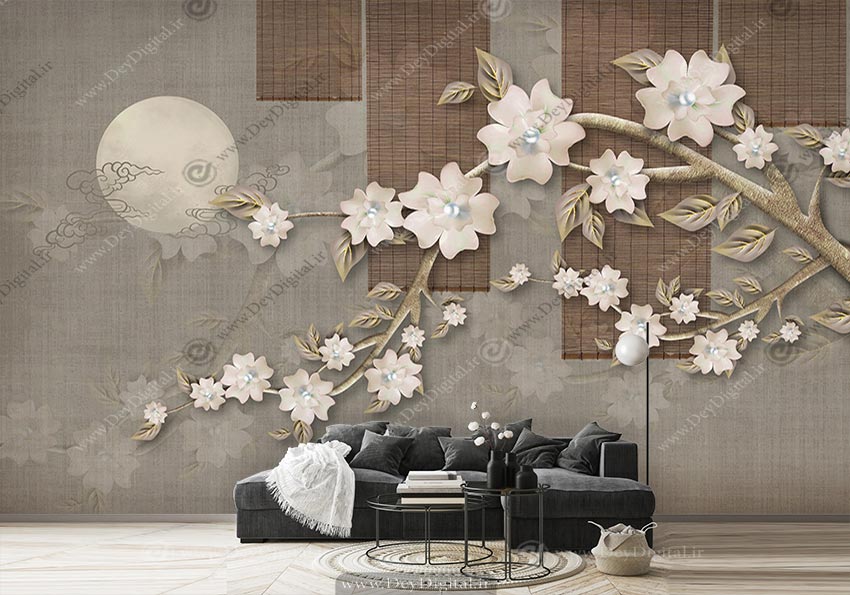 پوستر دیواری گل سه بعدی