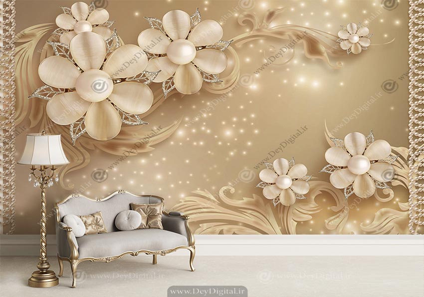 پوستر دیواری سه بعدی طلایی