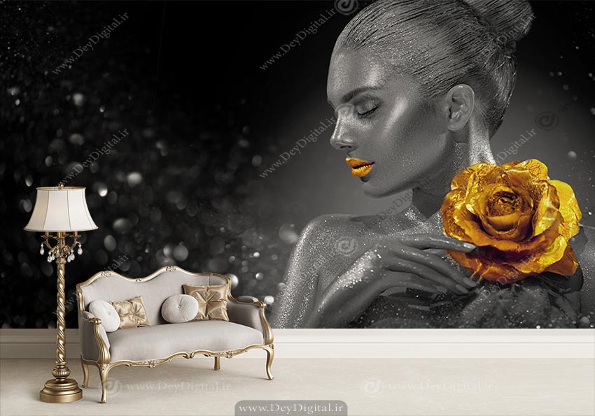 پوستر دیواری چهره مشکی طلایی مدرن