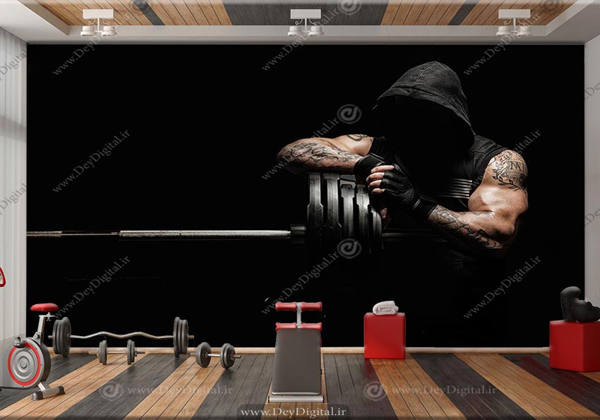 پوستر سه بعدی استایل عضله ای با زمینه دارک