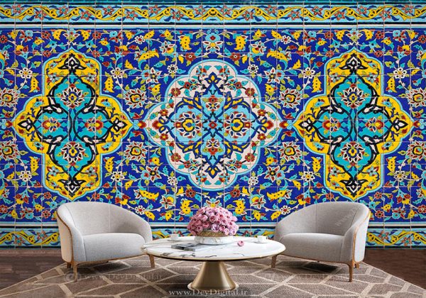 پوستر دیواری سه بعدی سنتی مدل کاشیکاری