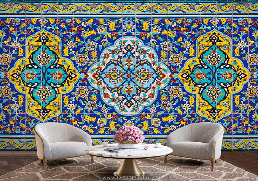 پوستر دیواری سه بعدی سنتی مدل کاشیکاری