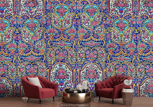 کاغذ دیواری سنتی سه بعدی مدل کشی ایرانی