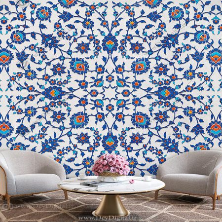 کاغذ دیواری سنتی سه بعدی طرح کاشیکاری