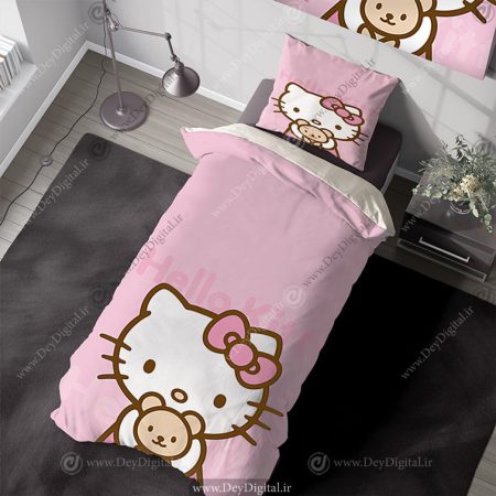 روتختی دخترانه کیتی با زمینه صورتی