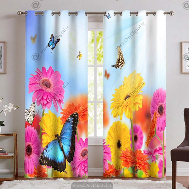 پرده چاپی سه بعدی پروانه ای