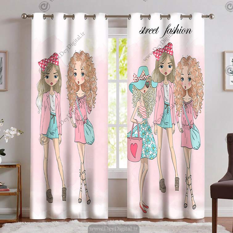 پرده عروسکی دخترانه صورتی