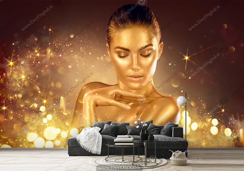 پوستر دیواری چهره مشکی طلایی ba-4630