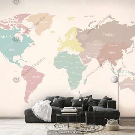 پوستر دیواری سه بعدی طرح نقشه جهان