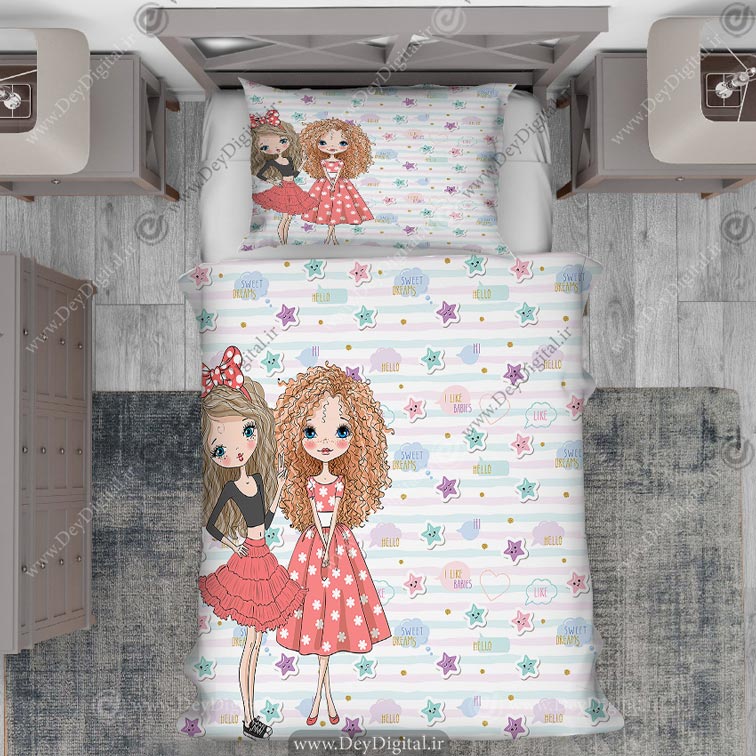 روتختی پرنسسی با لباس های صورتی و زمینه گل گلی