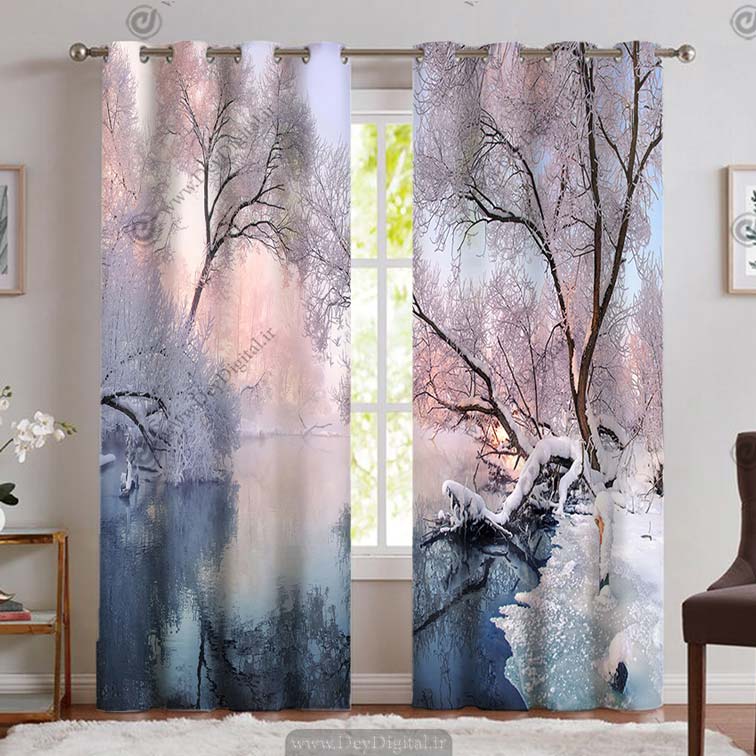 پرده پانچ سه بعدی زمستان pk-4101