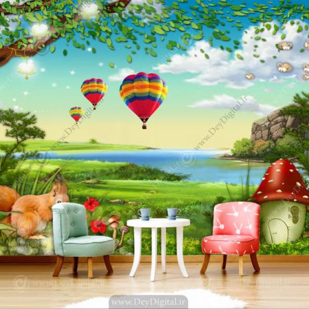 پوستر دیواری برای اتاق کودک طرح کارتونی جنگل