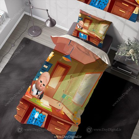 روتختی کارتونی سه بعدی بچه رئیس خوشحال پشت میز ریاست