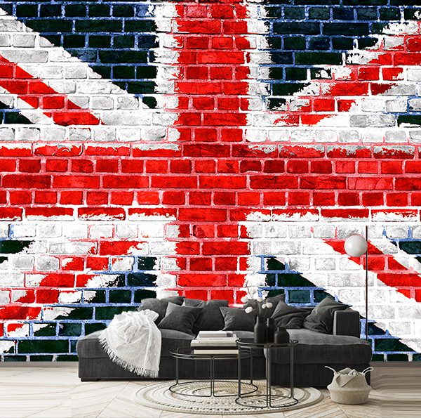 پوستر دیواری طرح پرچم انگلیس با آجر