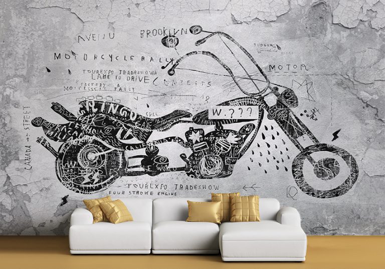 پوستر دیواری اتاق پسر طرح نقاشی موتور سیکلت هارلی دیویدسون