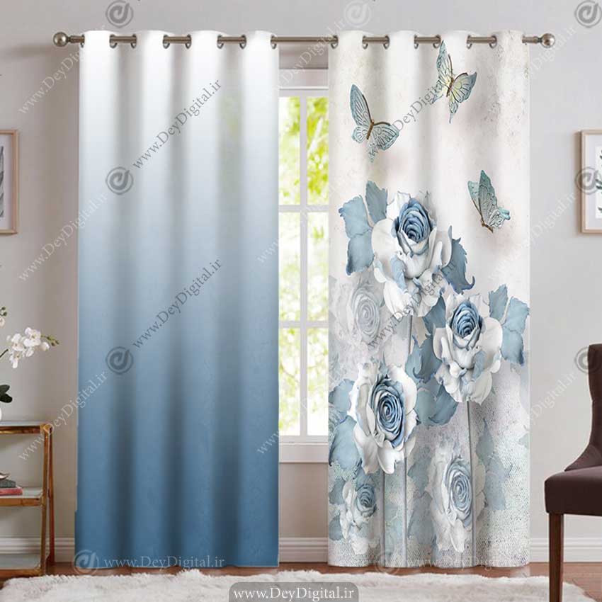 پرده چاپی سه بعدی گل نقاشی سه بعدی