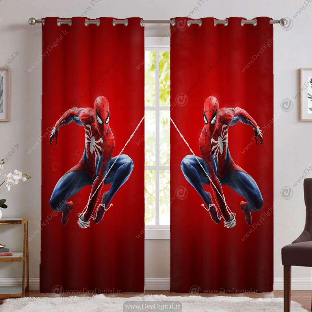 پرده پانچی مرد عنکبوتی با زمینه قرمز
