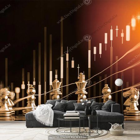 پوستر دیواری طرح سکه و کندل های بازار مالی