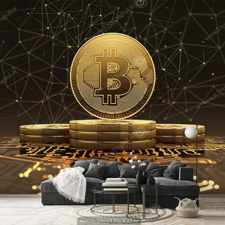 پوستر دیواری طرح سکه بیتکوین