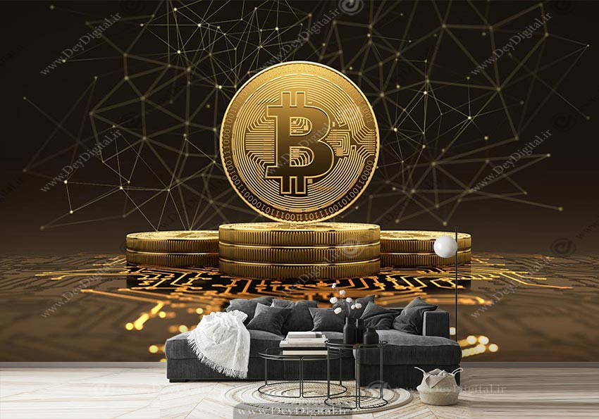 پوستر دیواری طرح سکه بیتکوین