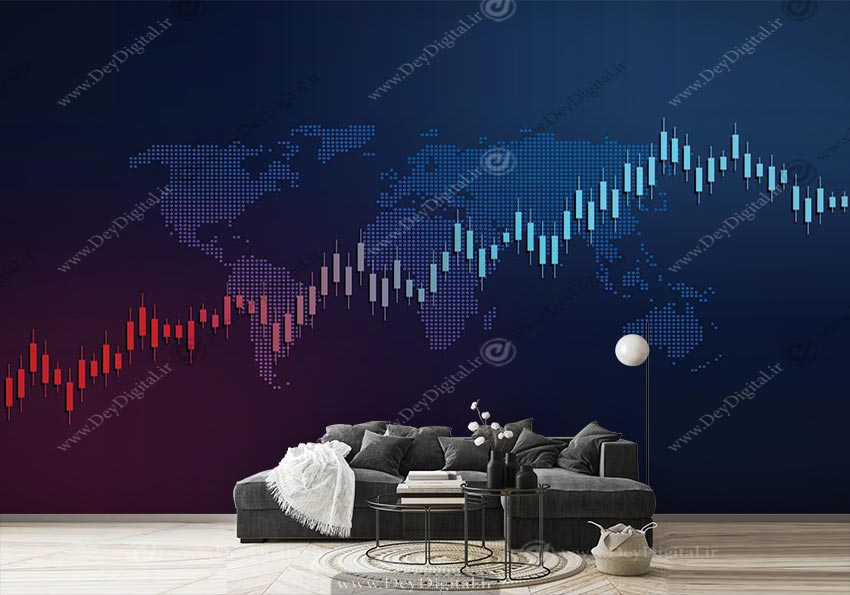 وستر دیواری کریپتو کارنسی طرح کندل‌های نمودار تکنیکال