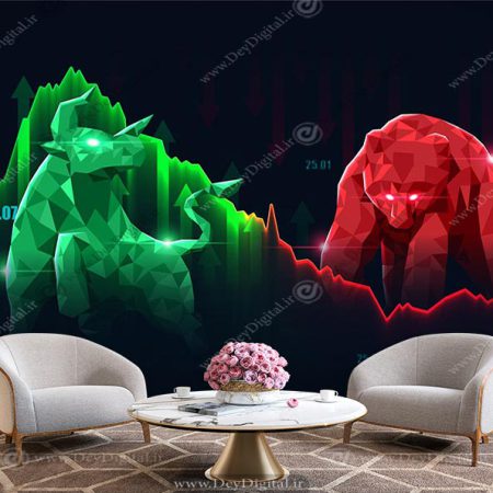 پوستر دیواری طرح بازار خرسی و گاوی ارز دیجیتال