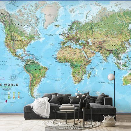 کاغذ دیواری سه بعدی نقشه جهان