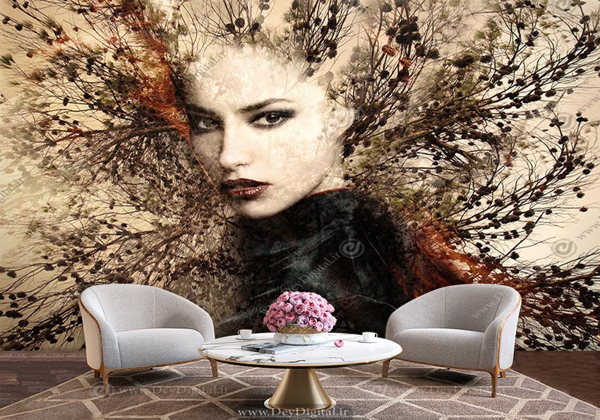 پوستر سه بعدی چهره زن