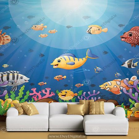پوستر دیواری دریایی و ماهی‌های رنگی