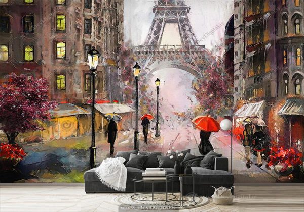 کاغذ دیواری نقاشی برج ایفل