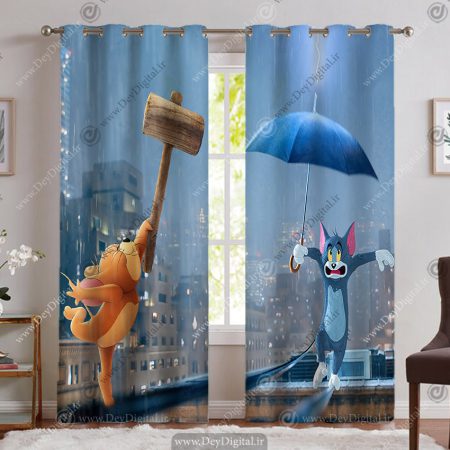 پرده سه بعدی کودک طرح کارتونی تام و جری