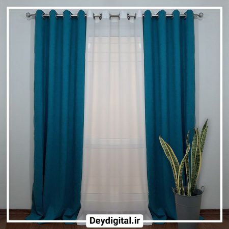پرده پانچی مخمل رنگ آبی