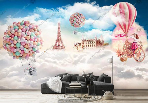 پوستر دیواری سه بعدی برج ایفل دخترانه
