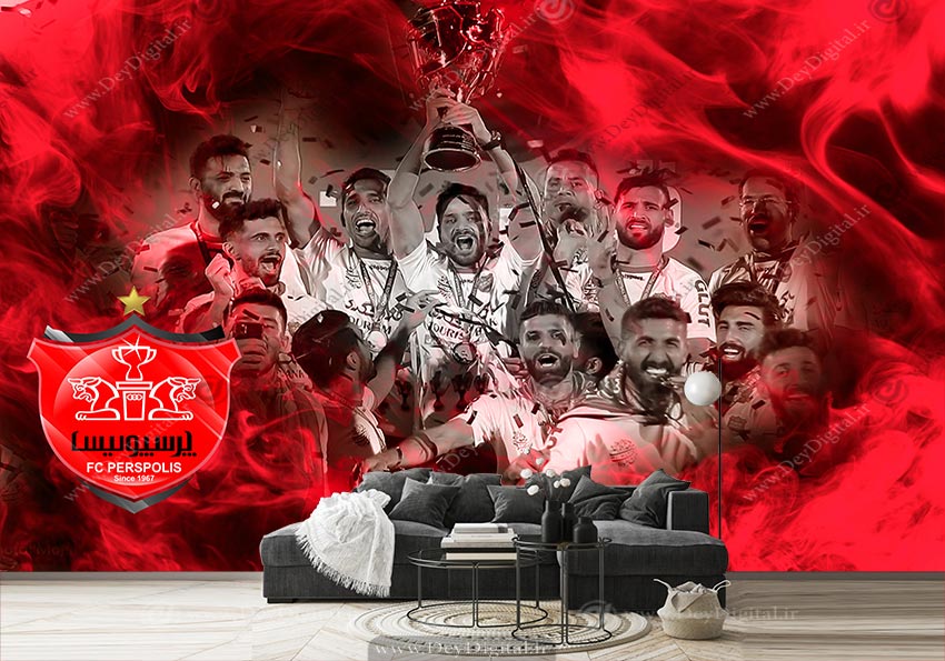پوستر سه بعدی اتاق پسر طرح فوتبالی پرسپولیس
