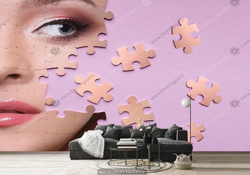 کاغذ دیواری پوست و مو طرح چهره زن