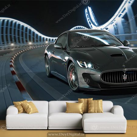 پوستر سه بعدی ماشین مازراتی مشکی