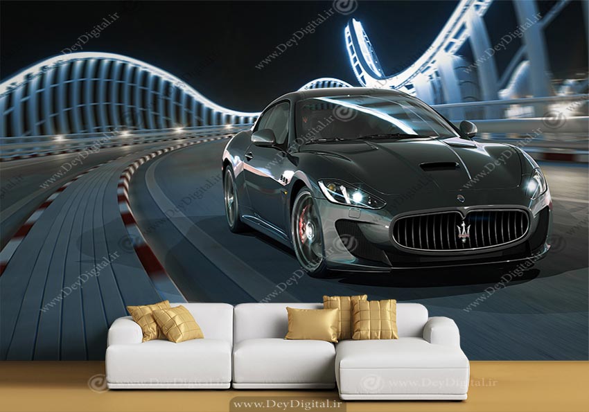 پوستر سه بعدی ماشین مازراتی مشکی