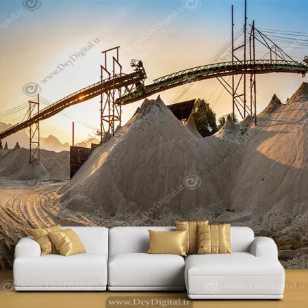 پوستر دیواری معدن و مصالج و جرثقیل