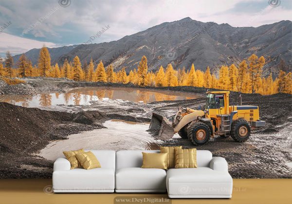 پوستر سه بعدی بیل مکانیکی و معدن