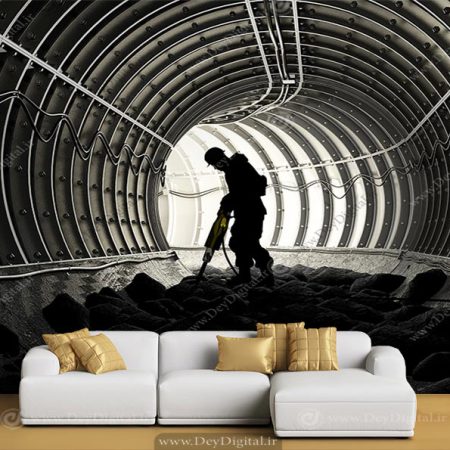 پوستر سه بعدی مصالح ساختمانی کارگر معدن و تونل