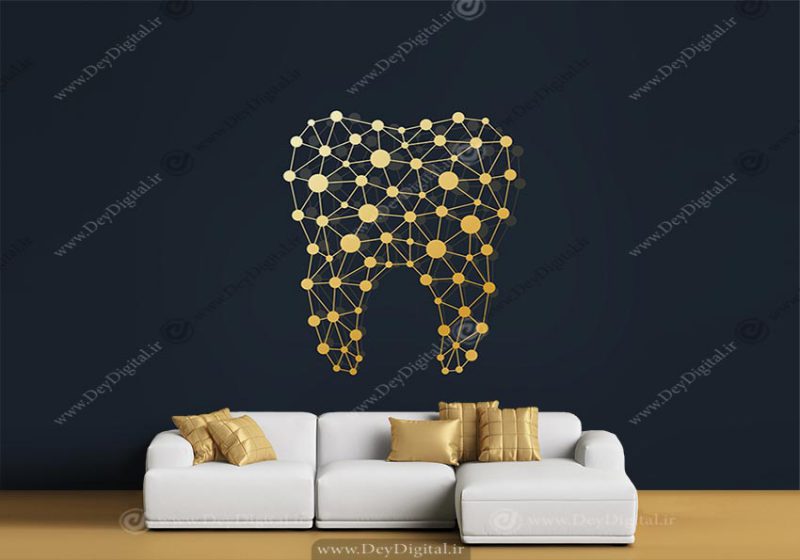 کاغذ دیواری سه بعدی طرح دندان طلایی
