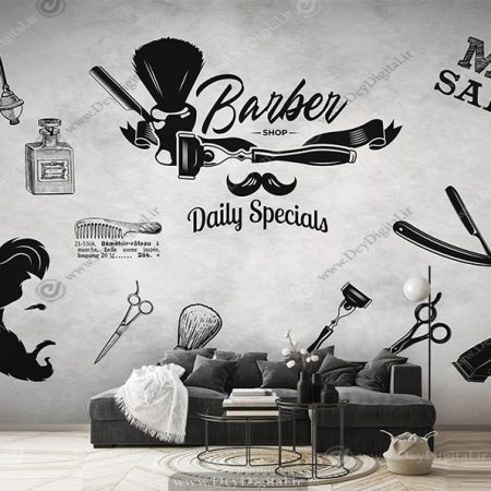 برچسب دیواری سه بعدی طرح پیرایش مردانه