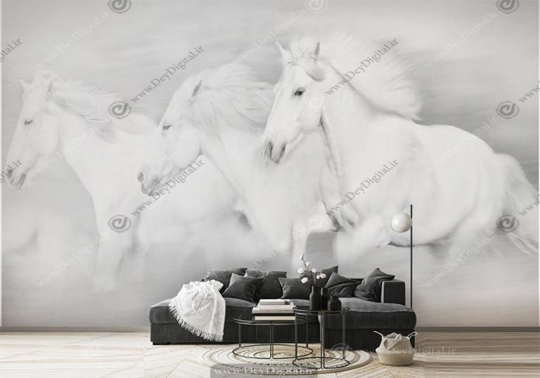 پوستر اسب دونده سفید